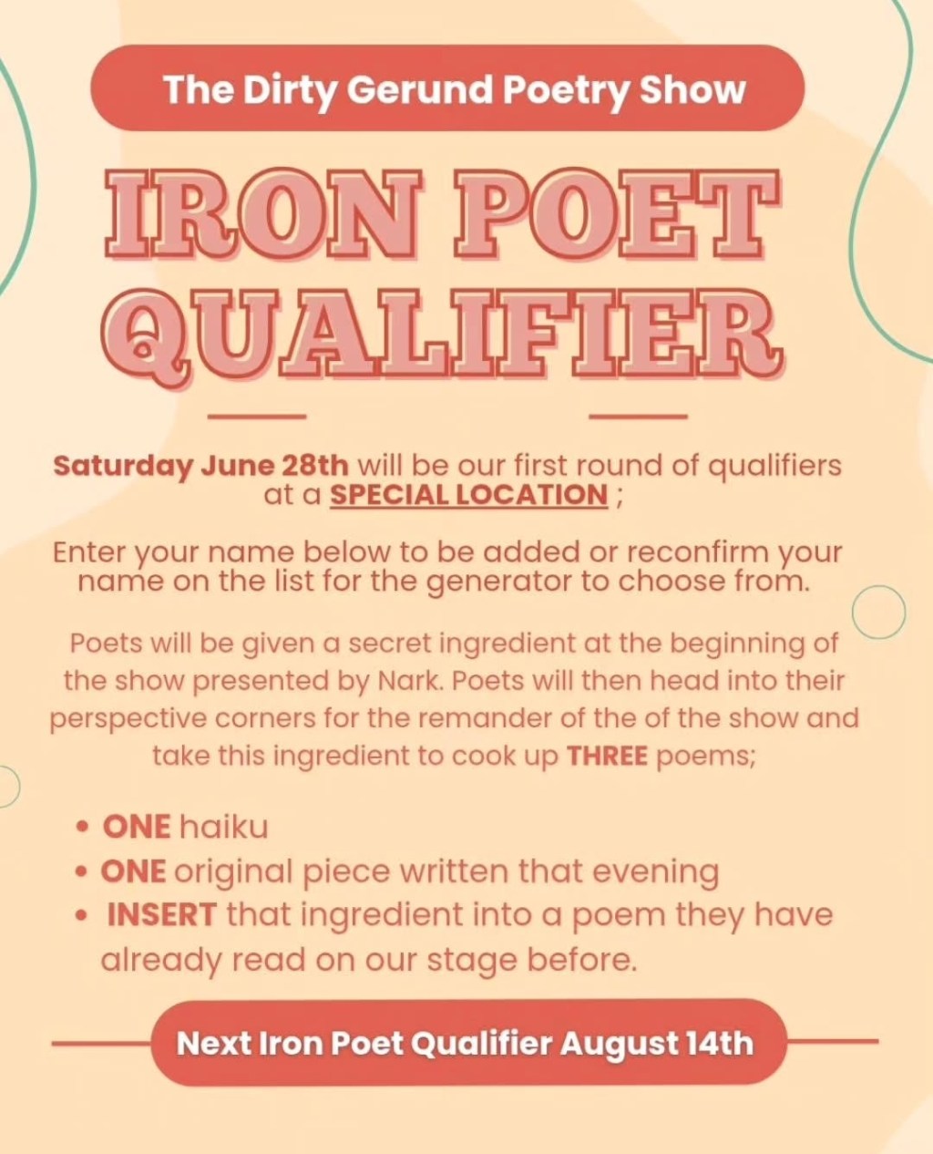 Call for Competitors: Saturday, June&nbsp;28